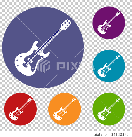 Classical electric guitar icons set 34138352
