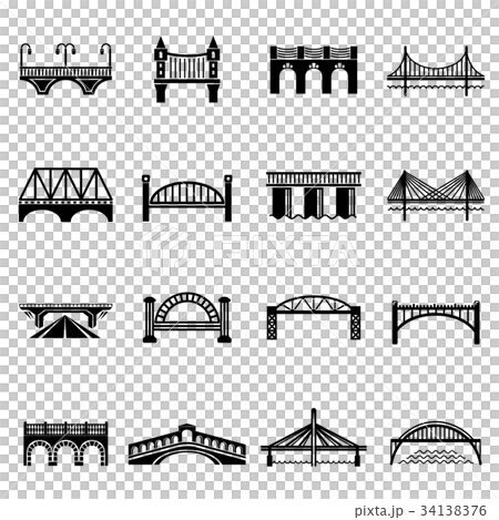 Bridge icons set, simple style 34138376