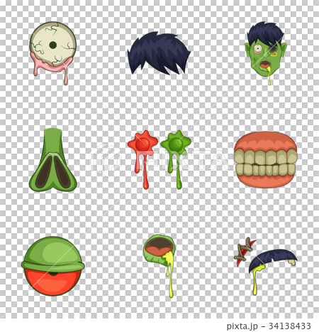 Zombie constructor icons set, cartoon style Zombie constructor icons set, cartoon style 34138433