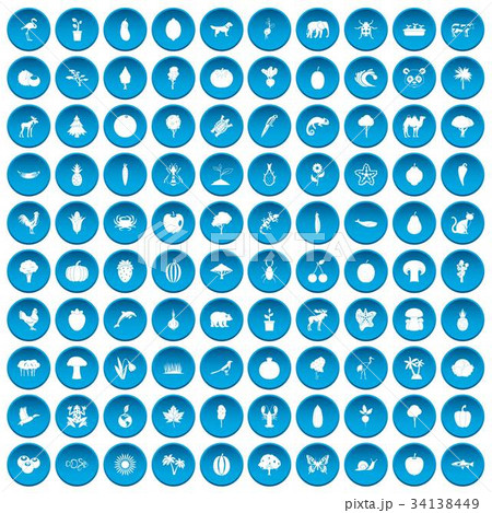 100 live nature icons set blue 100 live nature icons set blue 34138449