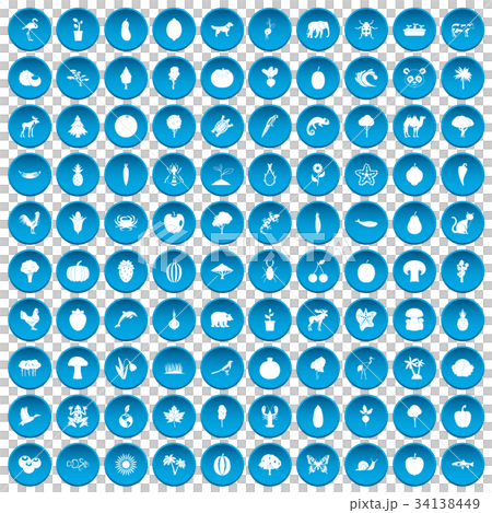 100 live nature icons set blue 100 live nature icons set blue 34138449