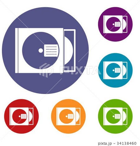 CD box with disc icons set CD box with disc icons set 34138460