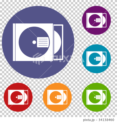 CD box with disc icons set CD box with disc icons set 34138460
