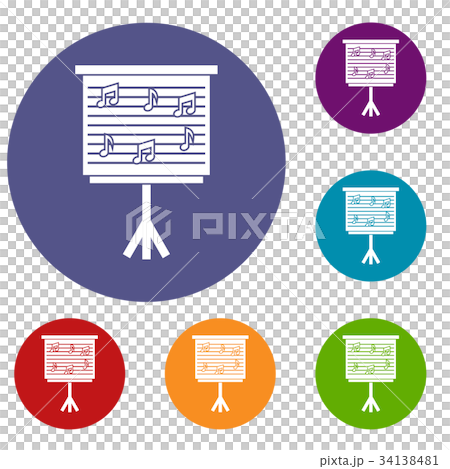 Whiteboard with music notes icons set Whiteboard with music notes icons set 34138481