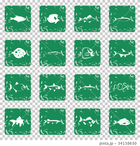 Fish icons set grunge Fish icons set grunge 34138630