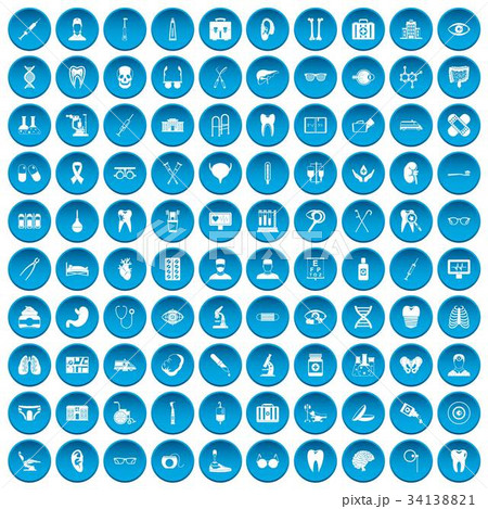 100 medical icons set blue 34138821