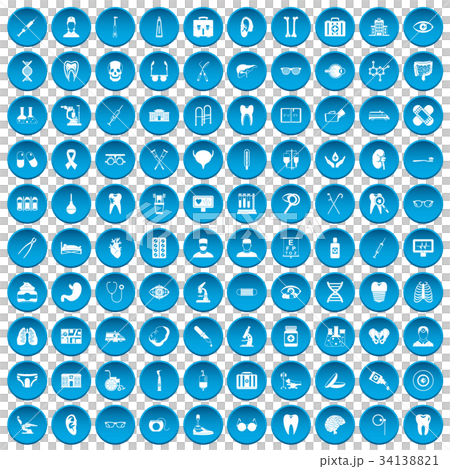 100 medical icons set blue 34138821