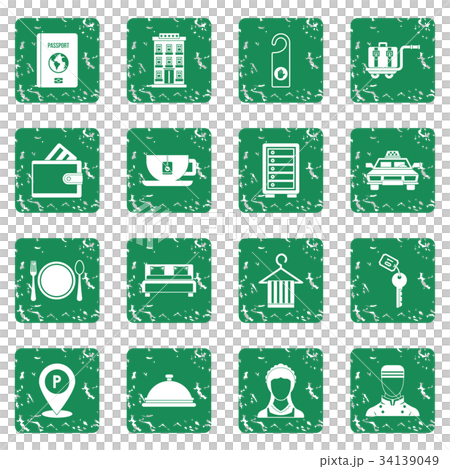 Hotel icons set grunge Hotel icons set grunge 34139049
