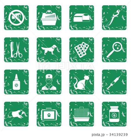 Veterinary icons set grunge 34139239