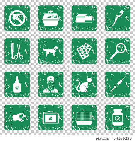 Veterinary icons set grunge 34139239