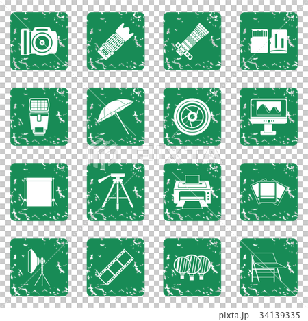 Photo studio icons set grunge 34139335
