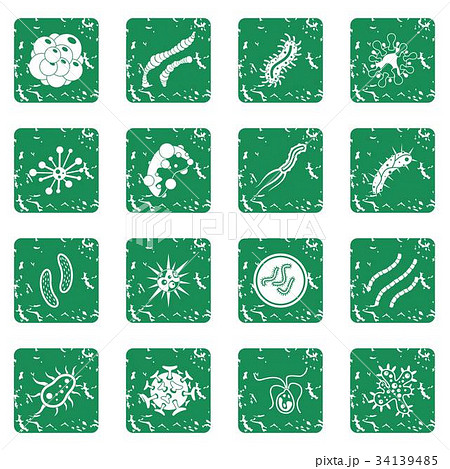 Virus bacteria icons set grunge 34139485