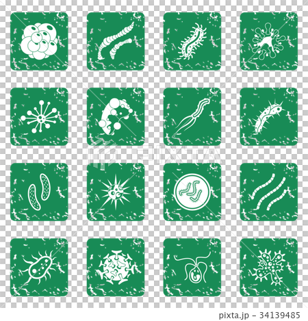 Virus bacteria icons set grunge 34139485