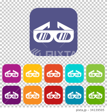 Glasses for 3D movie icons set 34139505
