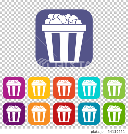 Box of popcorn icons set Box of popcorn icons set 34139631