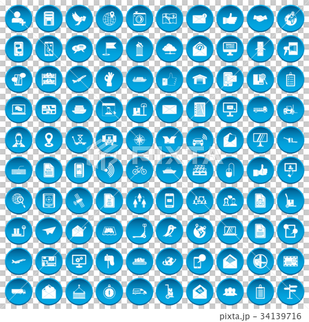 100 post and mail icons set blue 34139716