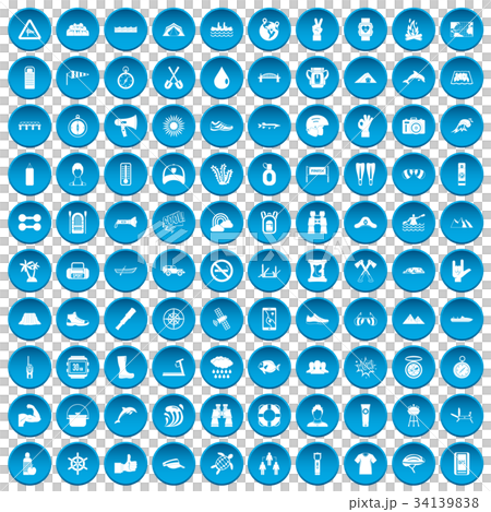 100 rafting icons set blue 100 rafting icons set blue 34139838