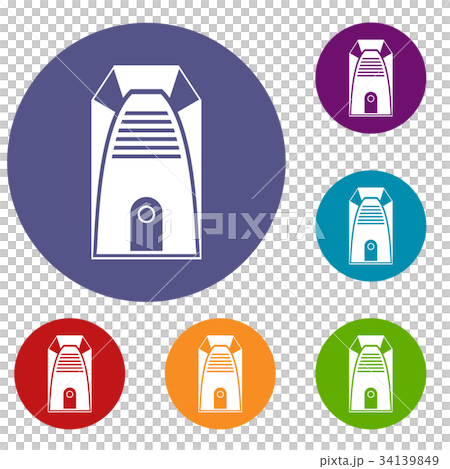 Modern electric home heater icons set Modern electric home heater icons set 34139849
