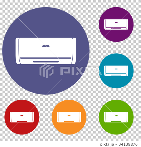 Internal unit air conditioner icons set 34139876