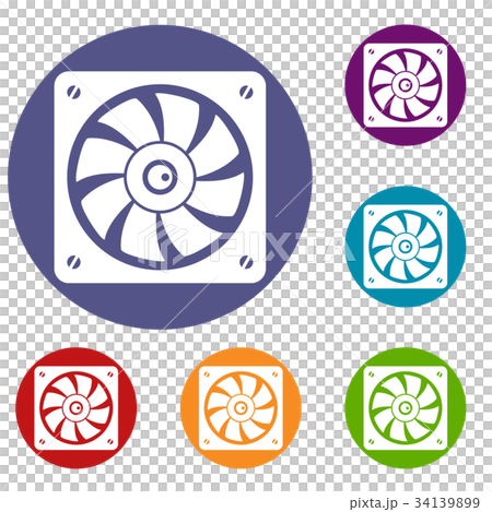 Computer fan icons set Computer fan icons set 34139899