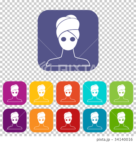 Spa facial clay mask icons set - Stock Illustration [34140016] - PIXTA