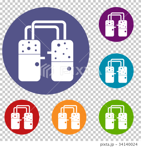 Containers connected with tubes icons set Containers connected with tubes icons set 34140024