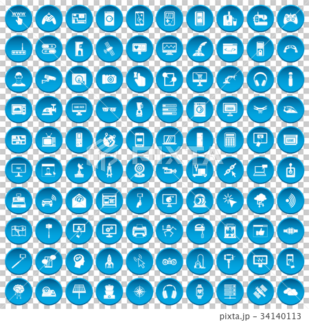100 software icons set blue 100 software icons set blue 34140113