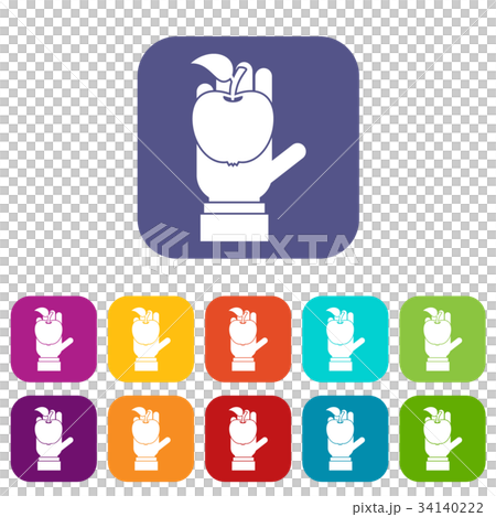 Apple in hand icons set Apple in hand icons set 34140222