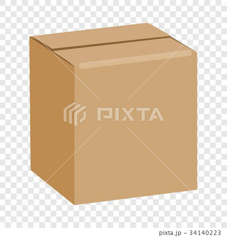 Brown sealed square box mockup, realistic style Brown sealed square box mockup, realistic style 34140223