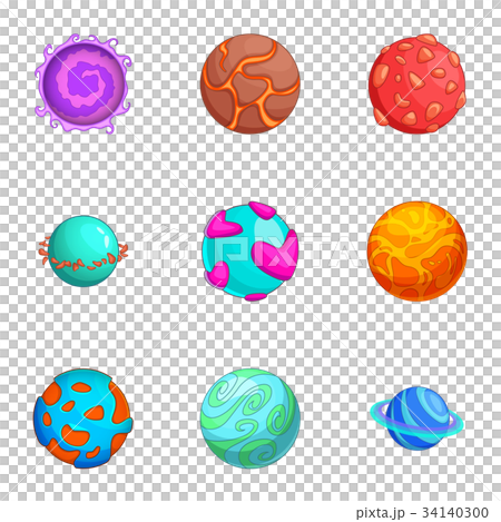 Space planets icons set, cartoon style 34140300