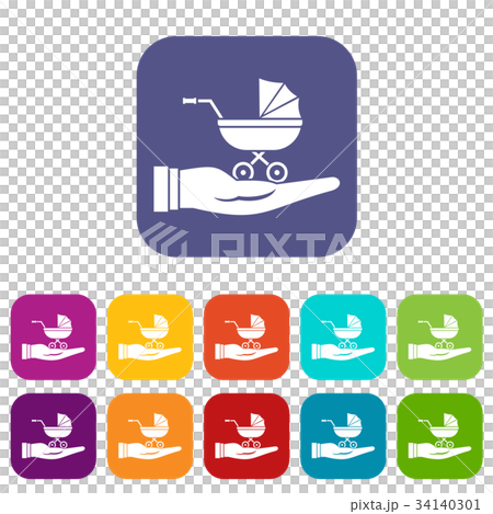 Baby pram protection icons set 34140301