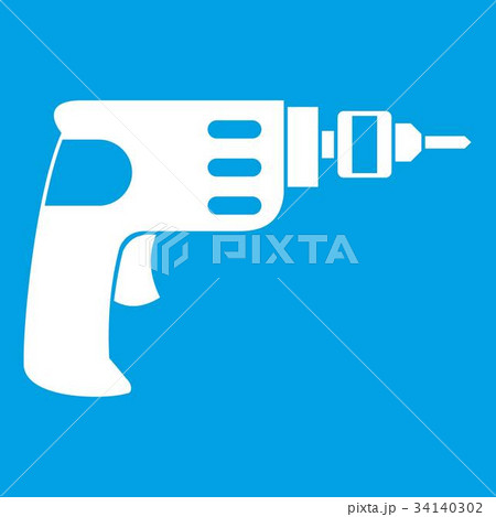 Hand drill icon white 34140302