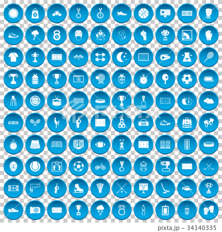100 stadium icons set blue 100 stadium icons set blue 34140335