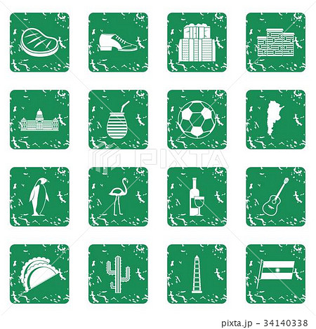 Argentina travel items icons set grunge Argentina travel items icons set grunge 34140338