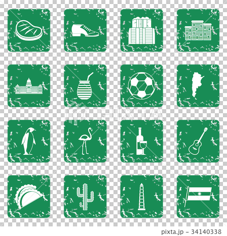 Argentina travel items icons set grunge Argentina travel items icons set grunge 34140338