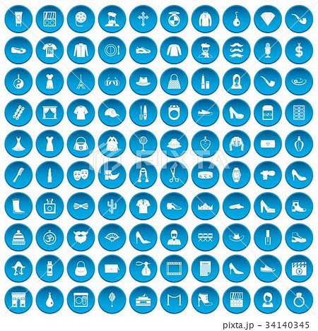 100 stylist icons set blue 100 stylist icons set blue 34140345