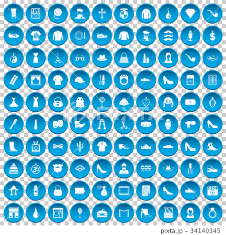 100 stylist icons set blue 100 stylist icons set blue 34140345