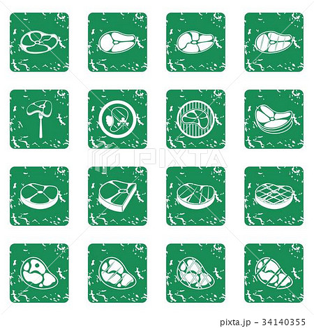 Steak icons set grunge 34140355