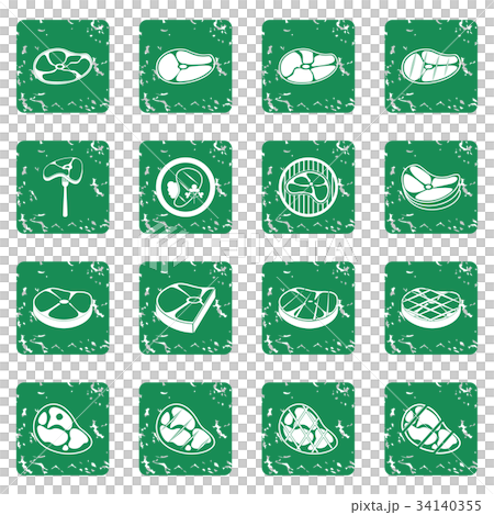 Steak icons set grunge 34140355