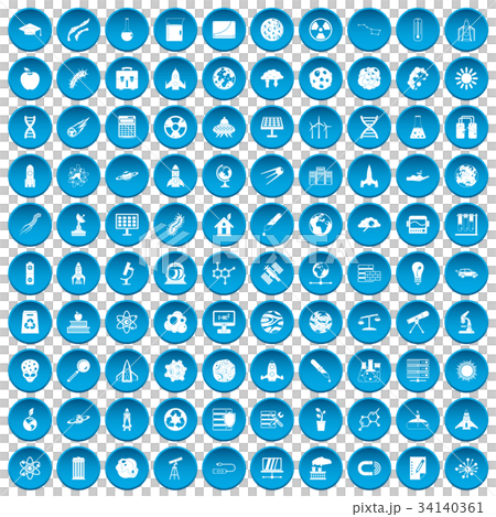 100 space icons set blue 100 space icons set blue 34140361