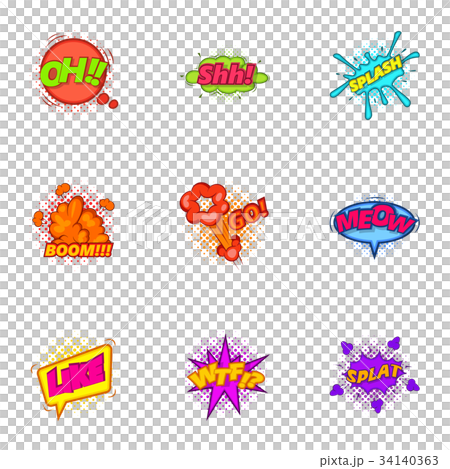 Trendy sticker for messenger icons set Trendy sticker for messenger icons set 34140363