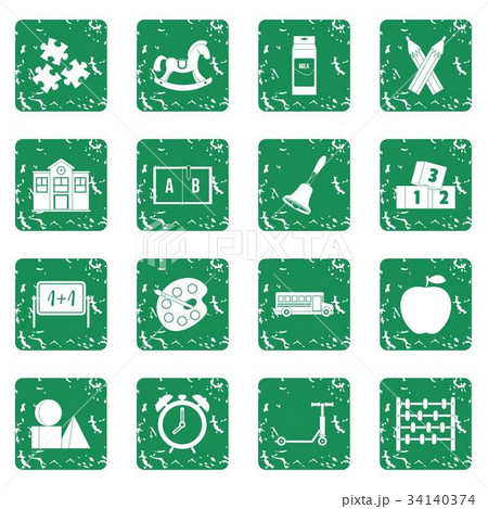 Kindergarten symbol icons set grunge Kindergarten symbol icons set grunge 34140374