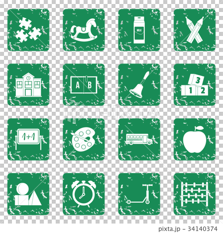 Kindergarten symbol icons set grunge Kindergarten symbol icons set grunge 34140374