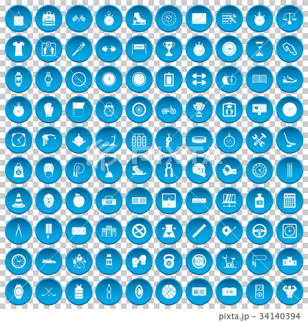 100 stopwatch icons set blue 34140394