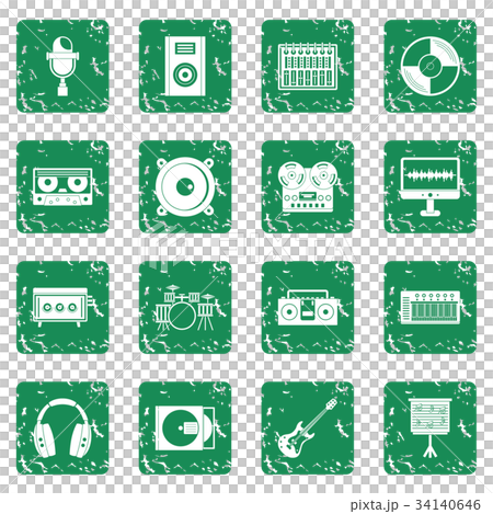 Recording studio items icons set grunge 34140646