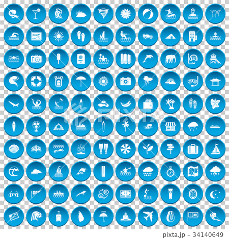 100 surfing icons set blue 100 surfing icons set blue 34140649
