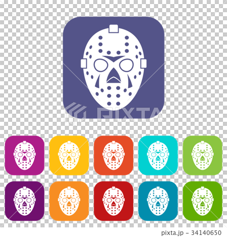 Goalkeeper mask icons set Goalkeeper mask icons set 34140650