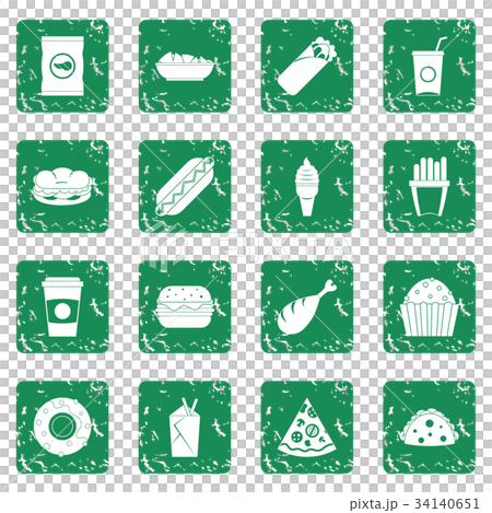 Fast food icons set grunge Fast food icons set grunge 34140651