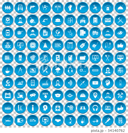 100 support icons set blue 100 support icons set blue 34140762