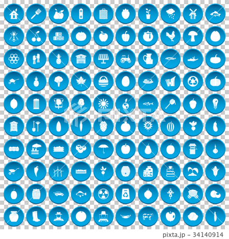 100 vitamins icons set blue 34140914